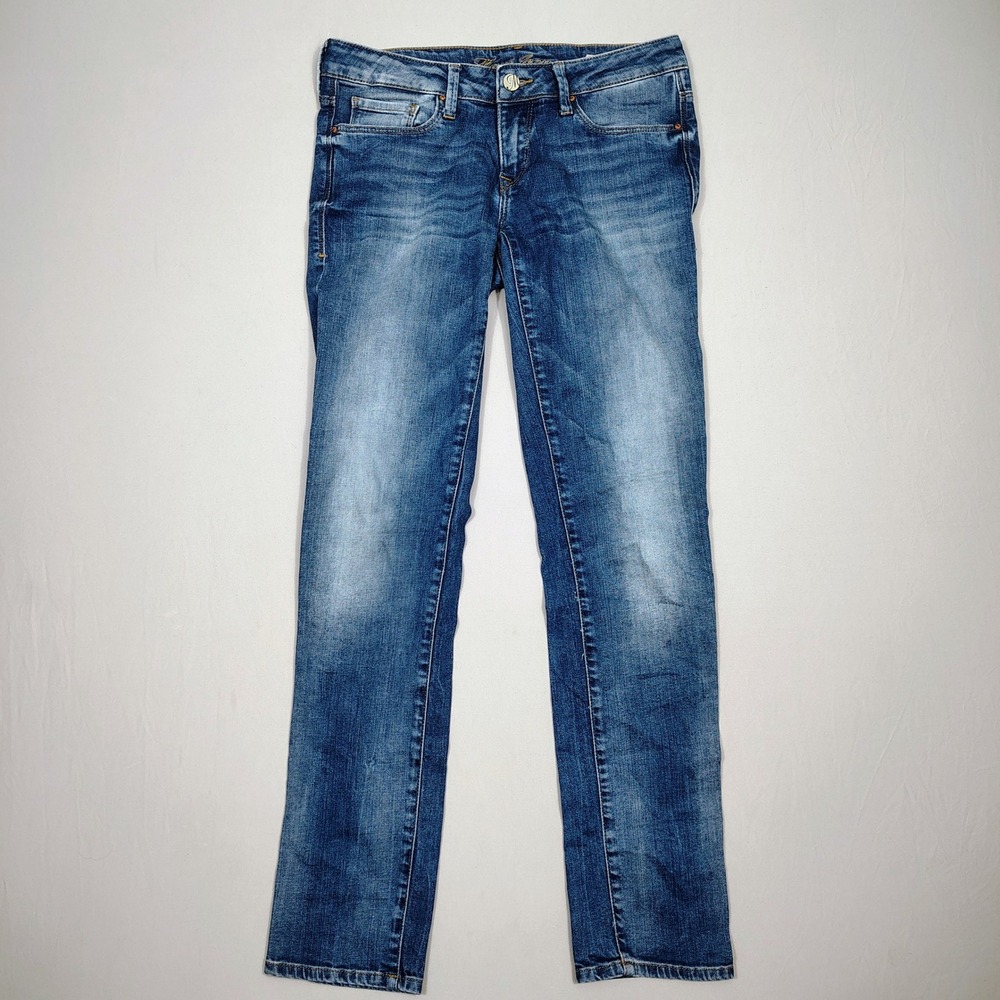 Mavi Emma Slim Boyfriend Jeans Women 31 Blue Whiskered Faded Cotton Denim